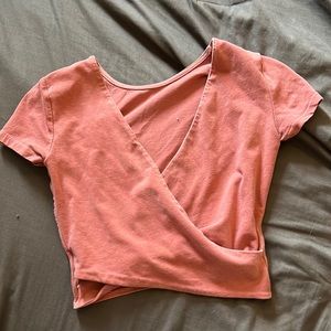 Light pink cross over crop top